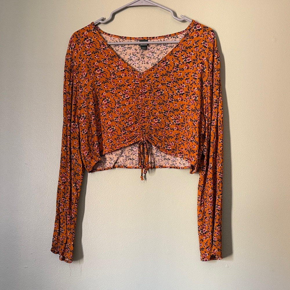 Wild Fable Yellow Floral Crop Top